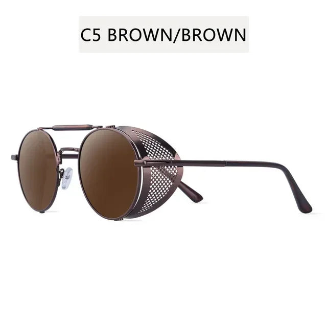 Retro Round Metal Sunglasses Steampunk Men Women Trend Brand Designer Vintage Sun Glasses Oculos De Sol Shades UV Protection