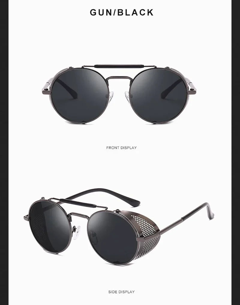 Retro Round Metal Sunglasses Steampunk Men Women Trend Brand Designer Vintage Sun Glasses Oculos De Sol Shades UV Protection
