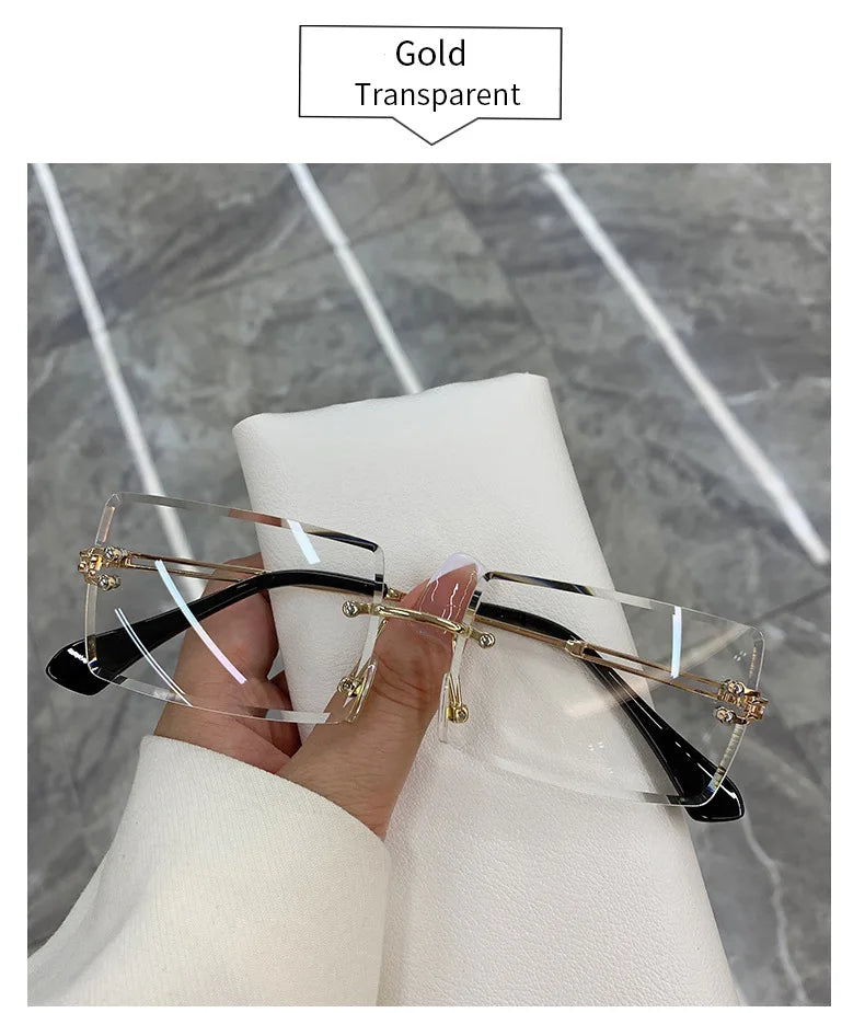 2023 Retro Sunglasses Women Brand Designer Rimless Gradient Sun Glasses Fashion Shades Cutting Lens Ladies Frameless Eyeglasses