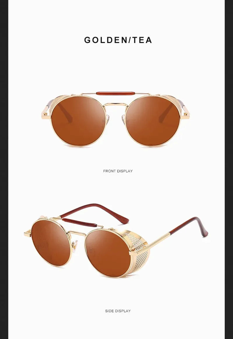 Retro Round Metal Sunglasses Steampunk Men Women Trend Brand Designer Vintage Sun Glasses Oculos De Sol Shades UV Protection