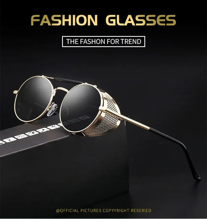 Retro Round Metal Sunglasses Steampunk Men Women Trend Brand Designer Vintage Sun Glasses Oculos De Sol Shades UV Protection