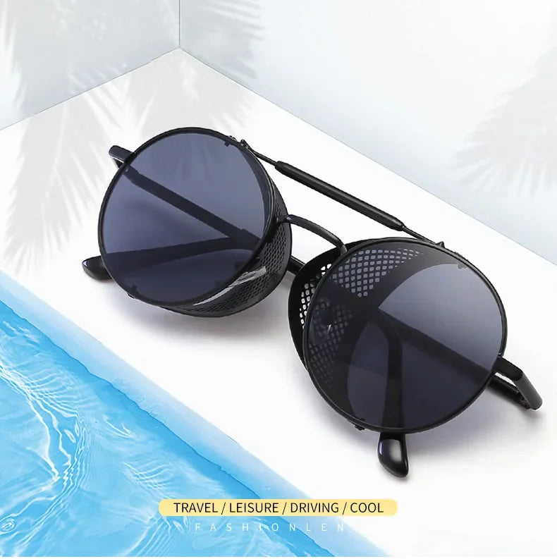 Retro Round Metal Sunglasses Steampunk Men Women Trend Brand Designer Vintage Sun Glasses Oculos De Sol Shades UV Protection