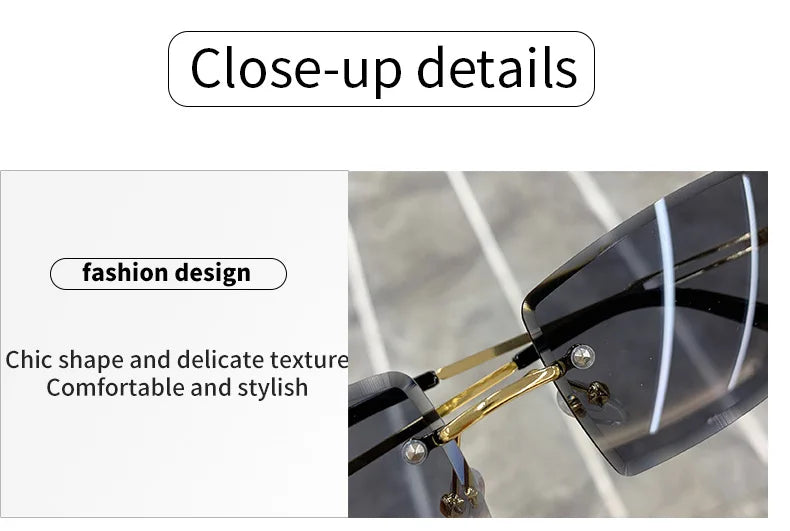 2023 Retro Sunglasses Women Brand Designer Rimless Gradient Sun Glasses Fashion Shades Cutting Lens Ladies Frameless Eyeglasses