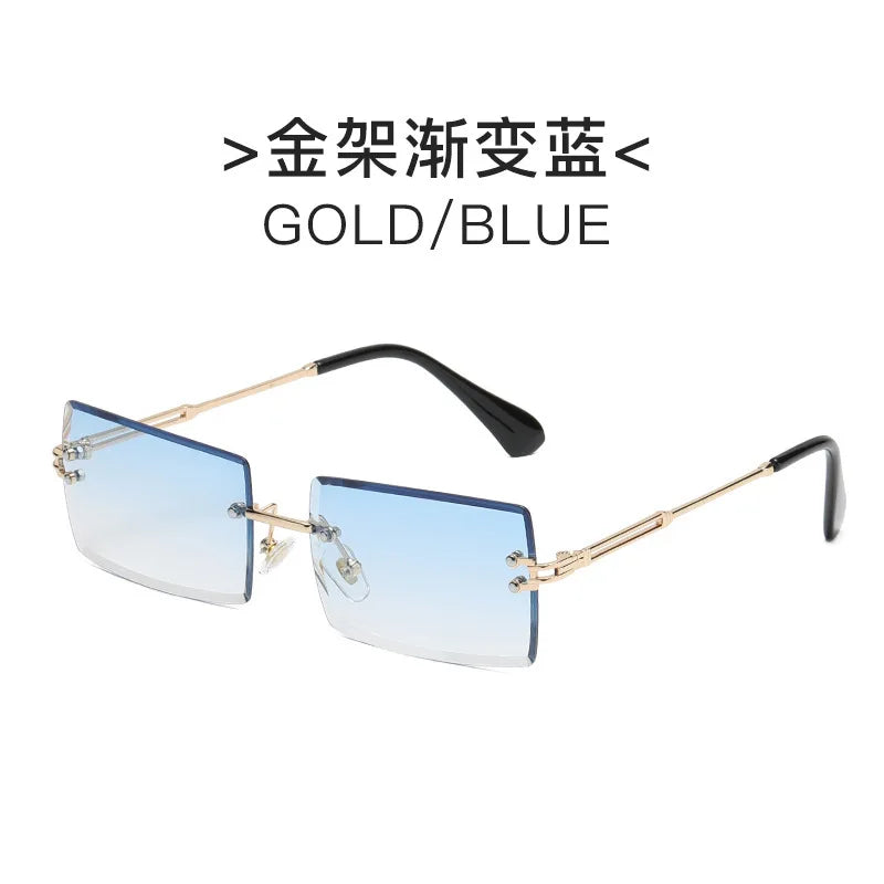 2023 Retro Sunglasses Women Brand Designer Rimless Gradient Sun Glasses Fashion Shades Cutting Lens Ladies Frameless Eyeglasses