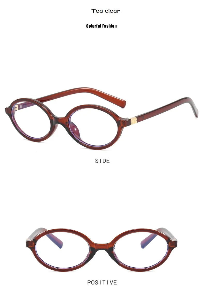 Vintage Oval Sunglasses NEW Women Luxury Brand Designer Small Oval Anti Blue Light Glasses Retro Fashion Men Leopard Eyegalsses