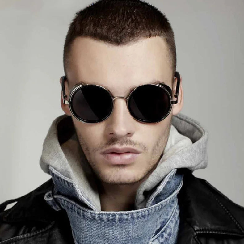 Retro Round Metal Sunglasses Steampunk Men Women Trend Brand Designer Vintage Sun Glasses Oculos De Sol Shades UV Protection