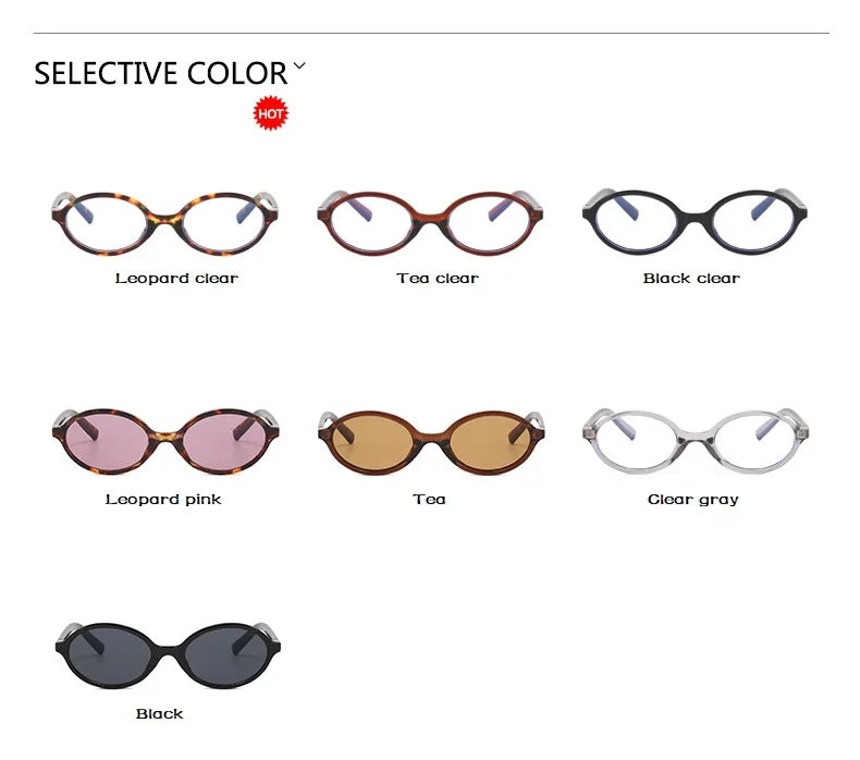 Vintage Oval Sunglasses NEW Women Luxury Brand Designer Small Oval Anti Blue Light Glasses Retro Fashion Men Leopard Eyegalsses