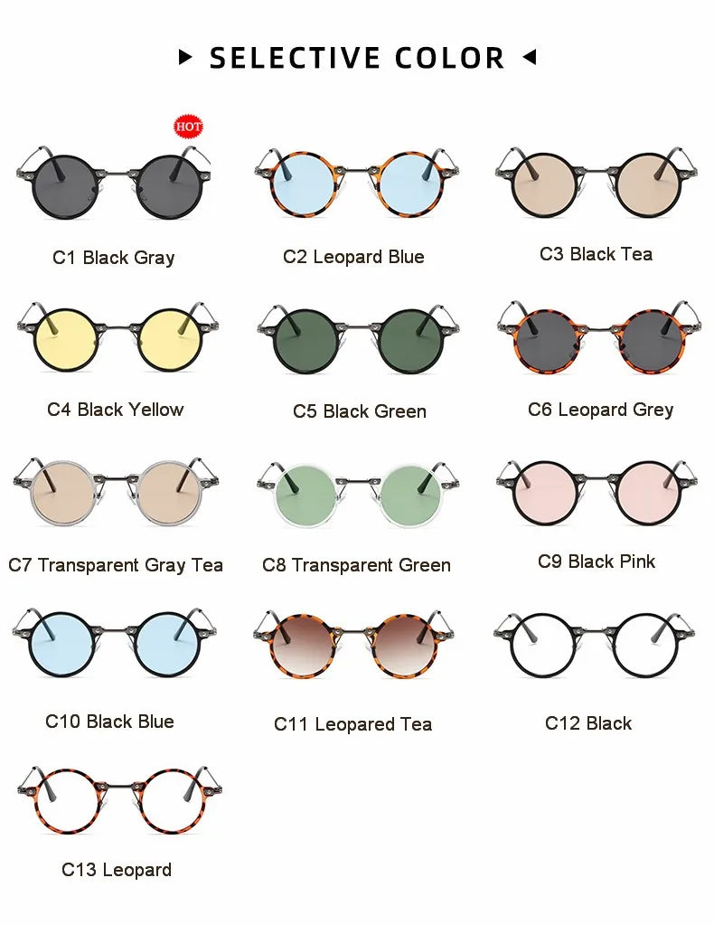 Retro Steampunk Sun Glasses Male Female Round Sunglasses For Men Women Brand Designer Metal Frame Eyewear Oculos De Sol UV400