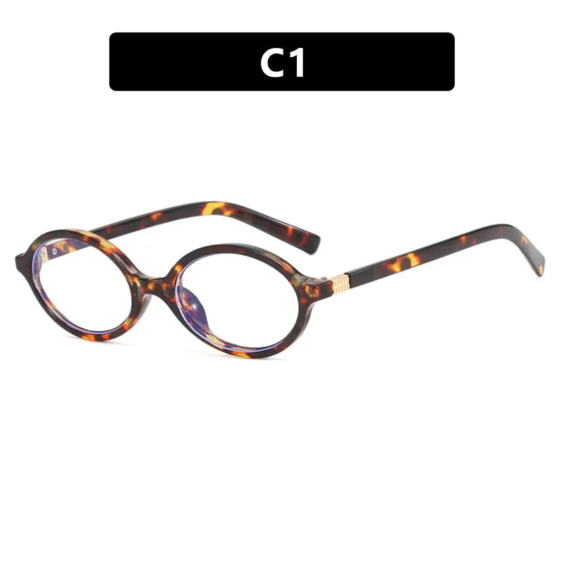 Vintage Oval Sunglasses NEW Women Luxury Brand Designer Small Oval Anti Blue Light Glasses Retro Fashion Men Leopard Eyegalsses