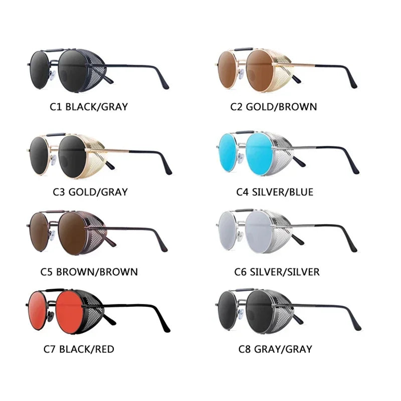 Retro Round Metal Sunglasses Steampunk Men Women Trend Brand Designer Vintage Sun Glasses Oculos De Sol Shades UV Protection