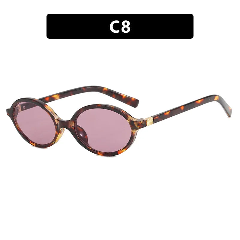 Vintage Oval Sunglasses NEW Women Luxury Brand Designer Small Oval Anti Blue Light Glasses Retro Fashion Men Leopard Eyegalsses