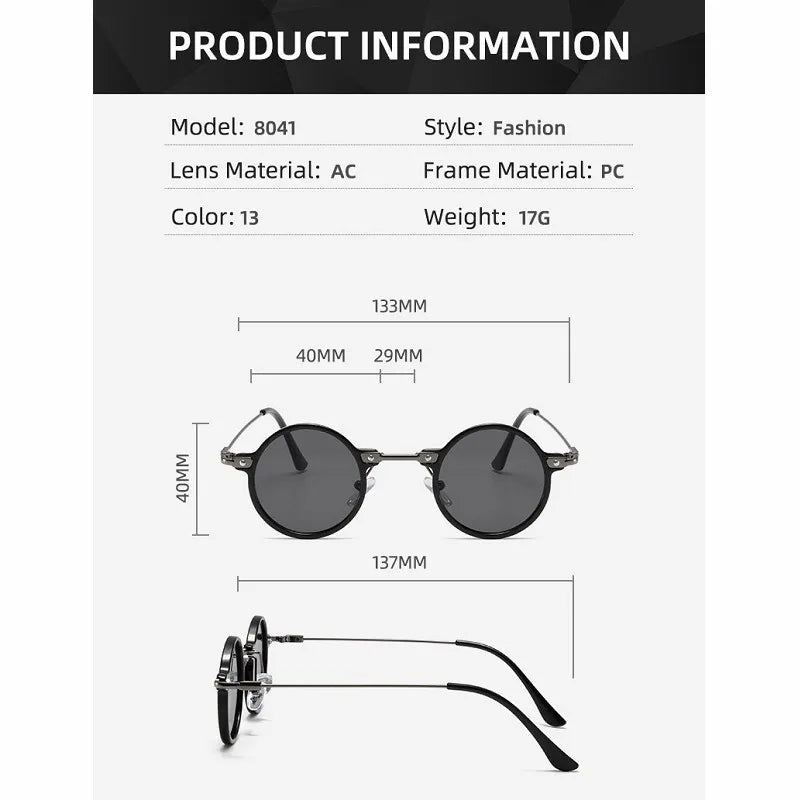 Retro Steampunk Sun Glasses Male Female Round Sunglasses For Men Women Brand Designer Metal Frame Eyewear Oculos De Sol UV400