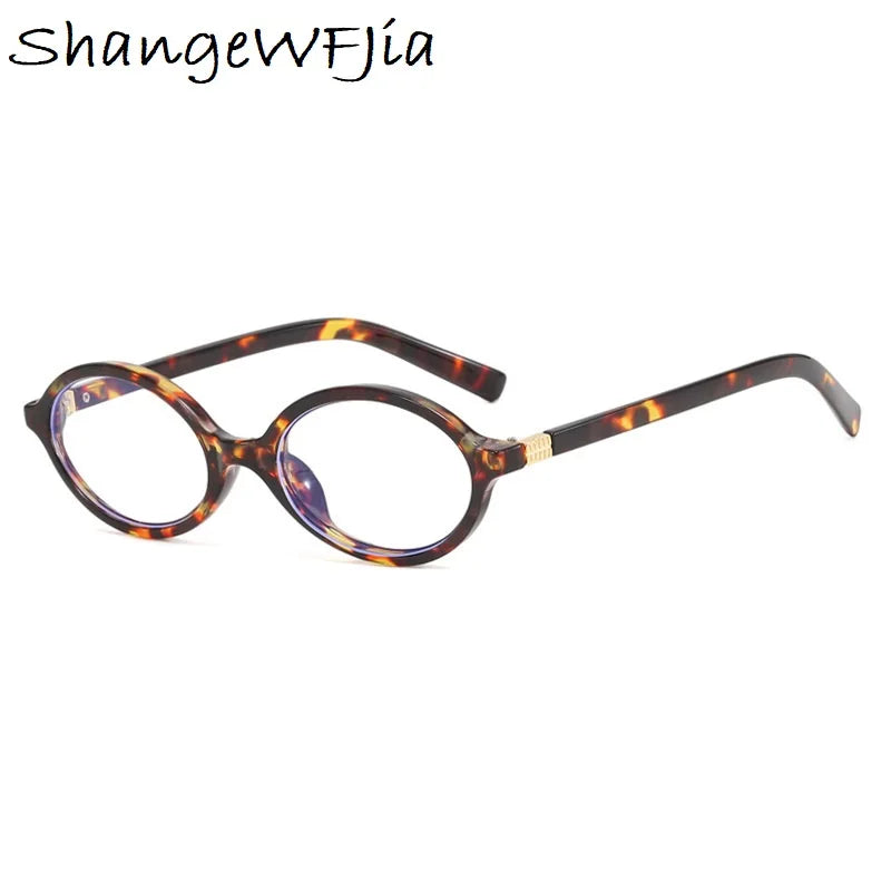 Vintage Oval Sunglasses NEW Women Luxury Brand Designer Small Oval Anti Blue Light Glasses Retro Fashion Men Leopard Eyegalsses