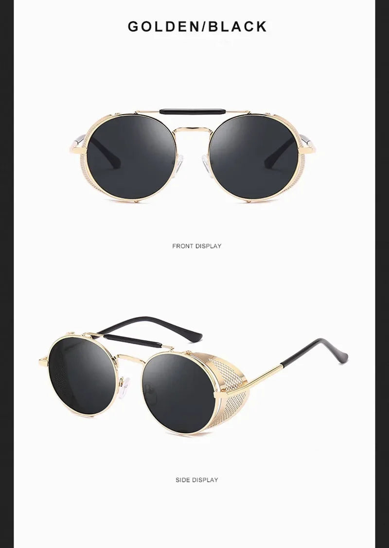 Retro Round Metal Sunglasses Steampunk Men Women Trend Brand Designer Vintage Sun Glasses Oculos De Sol Shades UV Protection