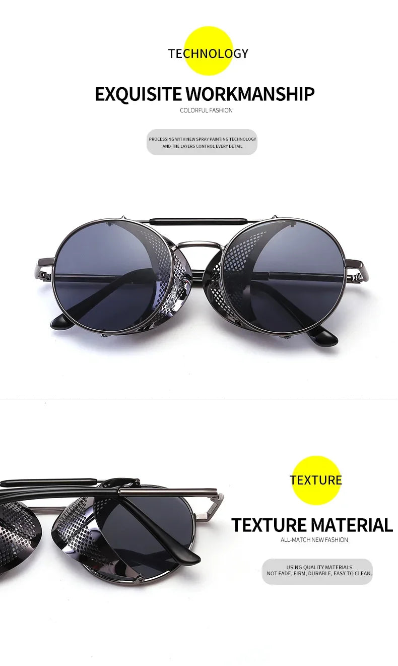 Retro Round Metal Sunglasses Steampunk Men Women Trend Brand Designer Vintage Sun Glasses Oculos De Sol Shades UV Protection